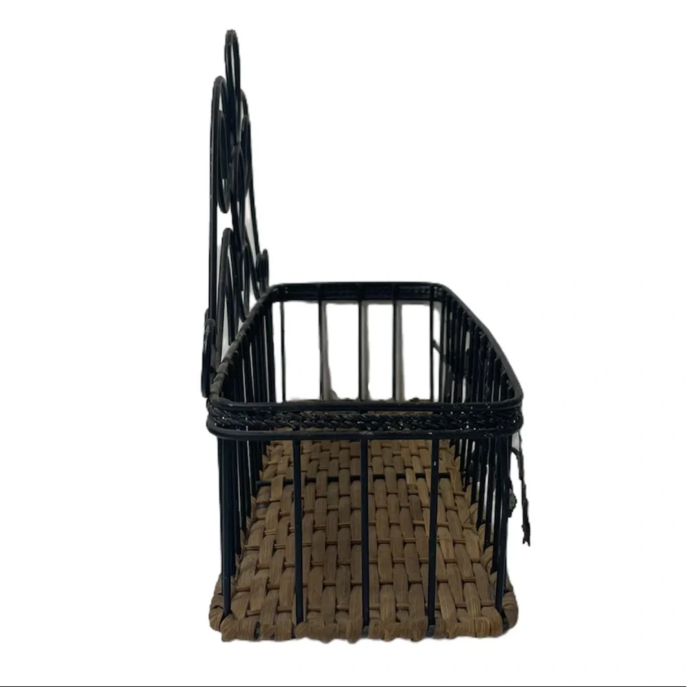 Vintage Basket Hand Crafted Wire Wicker Wall Organizer Hanging or Tabletop Decor